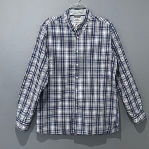 Jos. A Bank 1905 Shirt Mens L Blue Plaid Cotton Tailored Fit Button Down Classic